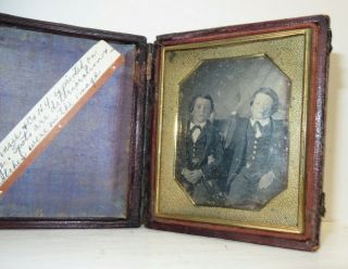 Antique 1/6 Plate Daguerreotype Photo Of 2 Young Boys / Brothers