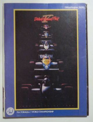 Formula 1 World Championship Racing Program Detroit Grand Prix 5 1986