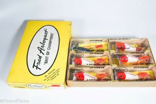 Vintage Arbogast Weedless Jitterbug Antique Fishing Lure Dealer Box W Lures Rs7