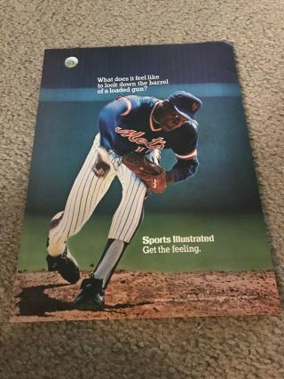 Vintage 1985 Dwight Gooden Sports Illustrated Poster Print Ad Mets 1980s Rare