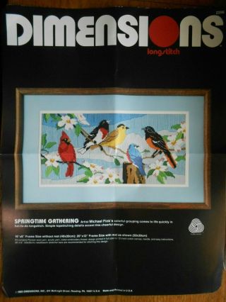 Vintage 1985 Dimensions Longstitch Kit 2296 Springtime Gathering 16x8