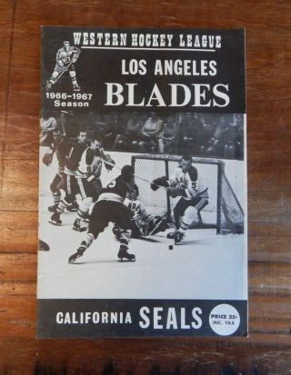 1966 Los Angeles Blades Vs California Seals Whl Western Hockey League Program