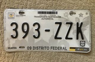 Distro Federal Mexico Federal District Mexico City License Plate 393 Zzk