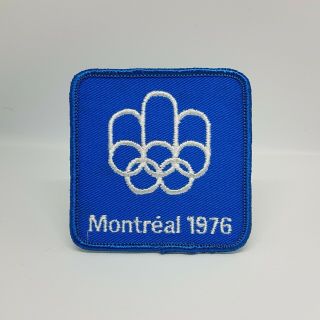 Vtg 70s Montreal 1976 Olympics Canada Patch Applique Crest Logo Emblem Blue