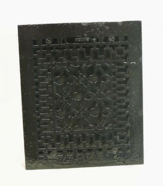 Antique Black Cast Iron Heating Grate Unique Ornate Design 11.  75 X 9.  75 B