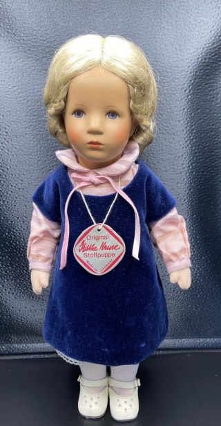 Vintage 14 " Kathe Kruse Blonde Girl Doll Blue Painted Eyes Germany 1987