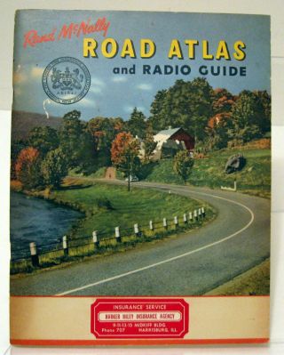 1954 Vintage Rand Mcnally Road Atlas And Radio Guide Of The United States