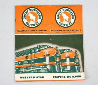 Vintage 1951 Great Northern Railway Passenger Schedule Western Star Timetable