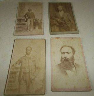 4 Antique Vtg Black Americana Cdv Photos - All Distinguished Men