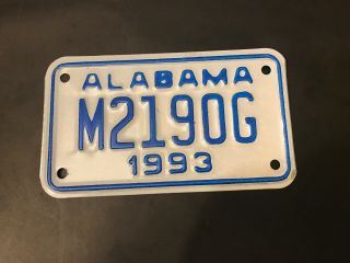 Vintage Alabama Motorcycle License Plate Nos Never Issued 1993