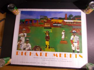 Rrdn Richard Mirkin Baseball Art Exhibit Gallery Signed Poster - 1995 - Negro League