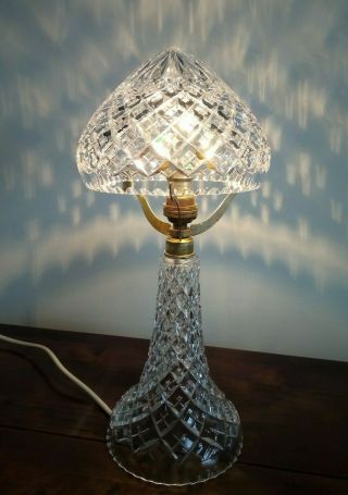 Lovely Cut Crystal Glass Desk/table Lamp With Mushroom Shade And Brass Fittings.