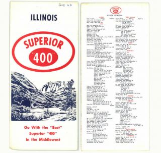 Vintage 1966 Illinois Road Map From The Superior 400 Oil Co.