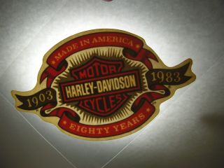 1903 To 1983 80 Years Harley Davidson Motor Cycles Decal