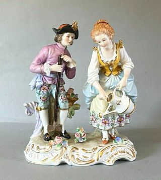 Antique Early 20th Century Sitzendorf Dresden German Porcelain Couple Figure