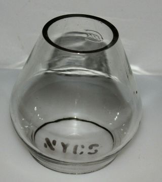 Embossed Nyc Logo Etched Nycs Clear Railroad Globe 4 &1/2 Inches Tall
