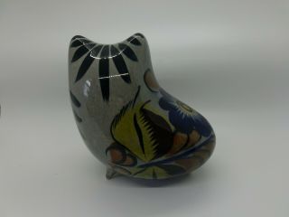Vintage Tonala Hand Painted Owl Bird Mexican Folk Art Pottery Clay Figurine 2