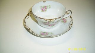 Vintage Circa 1925 Footed Tea Cup And Saucer Gd And Cie Avenir Limoges France