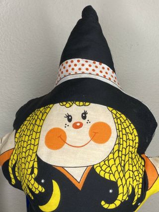 Vintage Halloween Witch Doll Spiders Pillow Fabric Cloth Handmade 19 " Stuffed