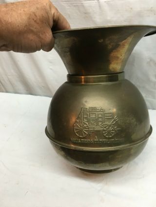 Antique Wells Fargo & Co.  Express Spitoon - Overland Stage - Brass - Late 1800s