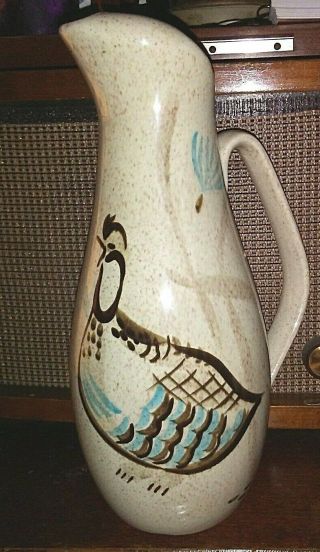 Vtg Mid - Century Red Wing Western Pottery 12 " Bob White Quail Pitcher Vase