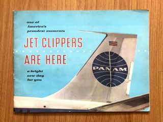 Vintage 1950s Pan Am Airlines Jet Clipper Boeing 707 Brochure