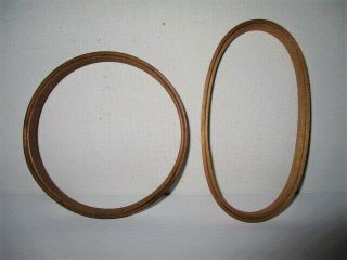 2 Vintage Wood Embroidery Hoops 5 " Round 6 " X 3 " Oval Unbranded