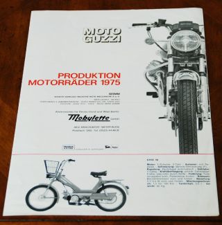Moto Guzzi 1975 Range (inc.  750 S) Brochure Prospekt (german Text)