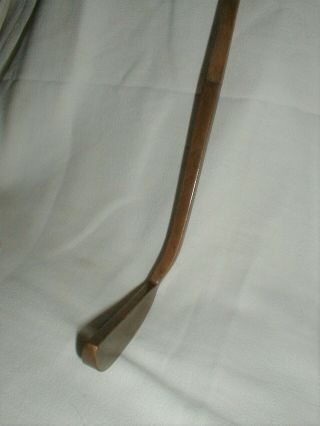 Antique Vintage Old Brass Long Hosel Putter Hickory Wood Wooden Shaft Golf Club