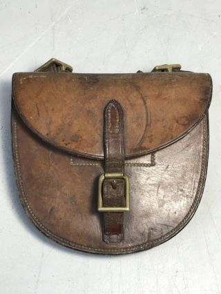 Vintage Antique Leather Cavalry Military Horse Shoe & Nails Travelling Pouch Ww1