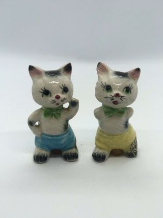 Vintage White Cat In Shorts Salt And Pepper Shakers Wales Made In Japan