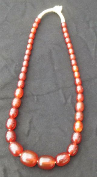 Antique C1920 Cherry Amber Faturan Bakelite Graduated Prayer Beads Necklace 78g