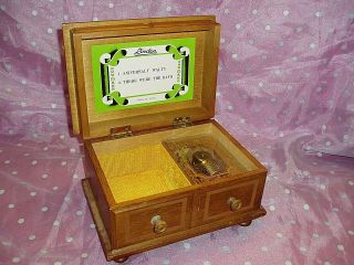 Vintage,  " Linden Wooden Musical Trinket Box By Sankyo ",  Made In Japan