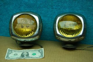 2 Pc Antique Us Pioneer Amber Tractor Fog Lights Chevy Rat Rod Etc 6 Volts