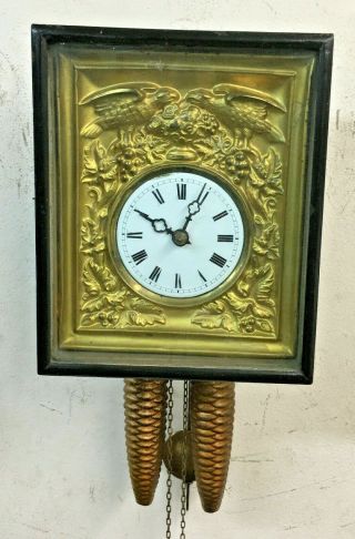 Antique German Black Forest Picture Frame Wall Clock