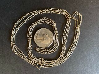 Vintage Antique Sterling Silver Chain Link Necklace Art Deco 38 " Extra Long