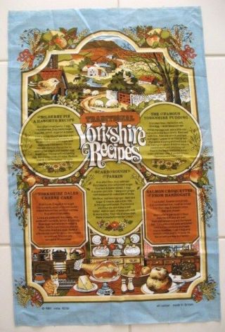 Yorkshire Recipes Decorative Dish Towel Vintage 1980 
