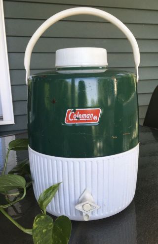 Vintage 1976 Green 2 Gallon Coleman Water Cooler Jug
