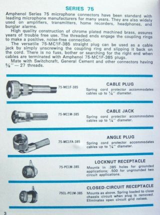 Five Vintage 1950 ' s microphone cable 5/8 amphenol connectors 75 - MC1F - 385 Shure 2