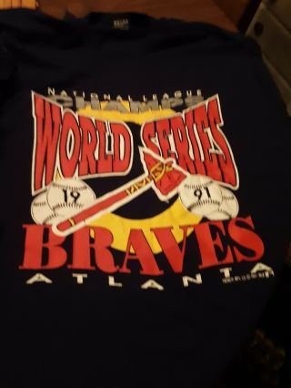 Vintage T - Shirt 1991 World Series Minnesota Twins Atlanta Braves Gray Size Large