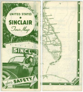 Vintage 1937 United States Road Map From Sinclair Refining