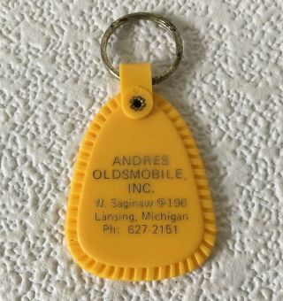 Vintage Dealer Keychain Andres Oldsmobile Inc.  Key Fob Ring Lansing,  Michigan