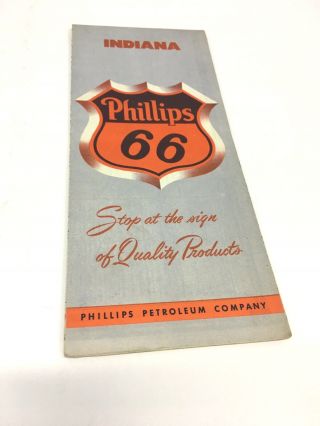 Vintage 1957 Phillips 66 Indiana Highway Gas Station Travel Road Map
