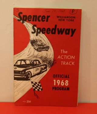 1968 Spencer Speedway “new York” Official Race Program Nascar,  Modified & Late
