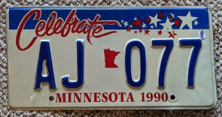 Minnesota 1990 Celebrate Optional Issue Discontinued License Plate