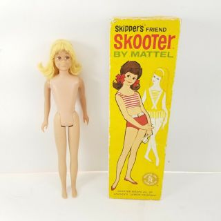Vintage 1963 Mattel Barbie Skooter Blonde Doll Straight Leg Brown Eyes W/ Box