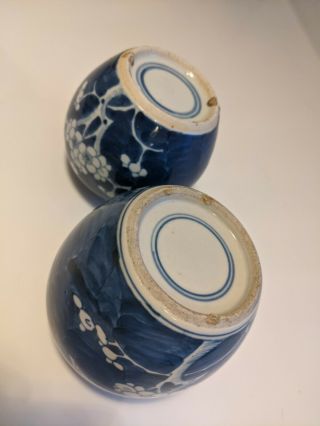 Chinese Antique Blue And White Prunus Ginger Jars,  Double Ring Kangxi Marks 3