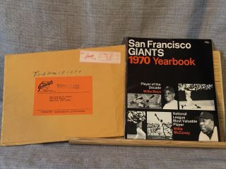 1970 San Francisco Giants Mlb Baseball Official Yearbook W/ Mailing Envelope