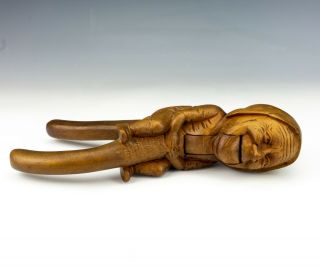 Antique Wooden - Black Forest - Carved Wood Novelty Gnome Formed Nutcrackers