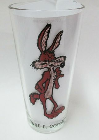 Vintage Wile E.  Coyote Pepsi Collector Glass Black Lettering 1973 Brockway